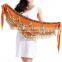 Wholesale ladies Chiffon Dangling Gold Coins belly dance hip scarves wrap belt