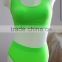 Wholesale fashion seamless women's green sports bra and shorts set