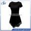 Womens Short Sleeve Various Hem Tunic Elegant Top with Lace Sexy Top