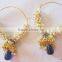 pearl hoop bollywood gold tone dangler jhumka EARRINGS