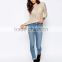 Wholesale European Knitwear Perspective Sexy Long-Sleeved Casual Women Sweater With Vintage Pointelle Look