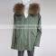 Myfur European Fashion Adults Fur Parka With Faux Fur Lining Real Raccoon Fur Hooded