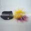 Myfur Black Color Unisex Winter Woolen Beanie with Fur Pompom Top