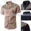 Short sleeves contrast leopard printing fashion cotton men shirts