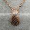 Fashion Delicate Hollow Micro Pave Diamond Pineapple Pendant Gold Plated Fruit Necklace Stylish 925 Sterling Silver Jewelry