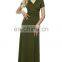 2016 BAIYIMO Women Latest Hot Wholesale Crossover Short Sleeve Wrap Chest Tunic Long Maxi Dress