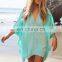 Departure Beach Dresses Wear Cover Up Saida De Lace Swim Kaftan Lace Bikinis Beach Shirt Size Loose Woman Solid Cotton Sierra