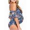 New Maternity One-piece Swimsuit Stripe Print Ruffled print Swimsuit