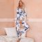 High Quality Low Moq Leopard Print Casual Round Neck Tie-dyed Long-sleeved Home Dress Suit Plus Size Pajama Sets Women