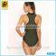 Custom Wholesale 2016 Olive Green Lady Zip Front One-Piece Swimwear