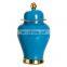 High Temperature Fired Blue Glazed Tall Ceramic Ginger Jars