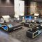 modern black sofa set living room furniture, modern u shape sectional sofa with led light