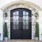 Apartment Popular Modern Design Security Metal Front External Double Insulated Glass Swing Wrought Iron Door