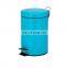 iron steel blue eco dustbin for home round foot pedal waste bin