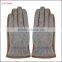 Men's fashion woolen and leather stitch touch screen gloves