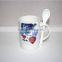 White printed tea mug with spoon ceramic for wholesale