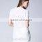 Factory Supply Cotton Fabric Blue Print White Loose V Neck T-Shirt