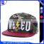 custom 3D embroidered camo snapback cap/flat brim 6 panel snapback hats