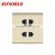 2 gang 2 pin electrical wall socket British standard white aluminum panel