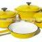 4 pieces cast iron enamel cookware set, cast iron casserole and fry pan set, cast iron kitchenware set