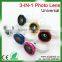 Universal clip Wide angle+ Macro 3 in 1 Lens kit for camera phone lens