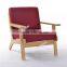 Pastoral style solid wood sofa single seater dining room chair sofa