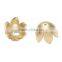 Wholesale Fashion Matte Gold Flower Caps Brass Jewelry Findings