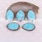 Natural Blue Turquoise Druzy Stone Beads, Water Drop Pave Crystal Gem stone Charm Connector Jewelry