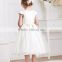 Beautiful white short sleeve tulle factory direct dress cute flower girl dress fro new frock design for girls