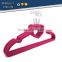 ABS plastic heart shape antiskid velvet hangers flocking clothes hanger with pulley,ABS,Nylon villi,Chrome plated hook