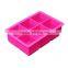 novelty large 6 cavities ice blocks silicone materail tray ice cube mold