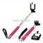 2014 new extendable mobile phone selfie stick with blue tooth remote shutter