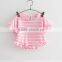 High quality Summer soft baby top Ruffle bottom cut design baby clothes Knit cotton striped girl top