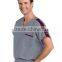 Men's V-Neck Medical Scrub Top with Contrast Stripe on Shoulder and Pocket