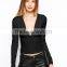 Crop Top with Long Sleeves and Deep PlungeChina products