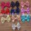 sequin material bow design girls hair clips, sequin hair clips