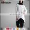 Fashion High Quality Spring Islamic Clothing Short Front And Long Back Transverse Stripe Printed Muslim Chiffon Blouse