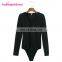 Latest Design Big Stock Dark Red Knitting Bodysuit Long Sleeves Women Sexy Jumpsuits Rompers