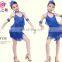 Two-piece halter stage performance fringe children girl latin dance dress with size S M L XL ET-091