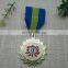 Hot sales cloisonne enamel lion reward badge medals with ribbon