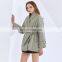 TWOTWINSTYLE Winter Women Coat V Neck Long Sleeve High Waist With Belt Cotton Parkas Casual Loose