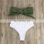 High Waist Strapless Bikini Set Woman Sexy Basic Front Chest Tie Push Up Swimsuit Tight G String Beach Mermaid Swimsuit