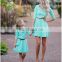 2019 Mother And Daughter Half Sleeve Dresses Family Princess Light Green Mother Daughter (this link for girls,1-13years)