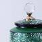 Nordic Style Dark Green Leaf Cylinder Ceramic Vases Sets Table Decoration with round Crystal lid For TV cabinet
