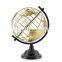hot selling gold color iron metal sculpture hollow out rotation decorative world globe