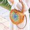 Hot Product Straps Round Rattan Bag Boho Flower Shoulder Leather