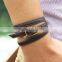 Fashion design charm custom bracelet mens leather bracelet for men