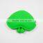 Fashion Green Heart Silicone Coin Wallet with Metal Clips on Side Pocket Shaped Wallet
