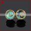 Sparkling blue jewelry abalone shell in gold round circle stud earrings
