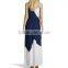 dubai evening dress color block cocktail dress round halter neck dress prom navy blue and white wedding dress